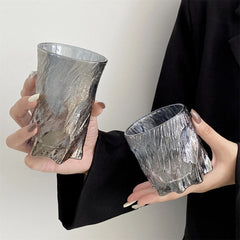 YICKYUE A 300ml Japanese whiskey glass home niche rock carving glass wine glass beer glass