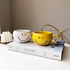 Japanese Smiley Face Cup Smiley Face Ceramic Cup Spherical Mug Milk Breakfast Cup