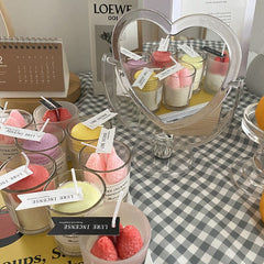 2022 Acrylic Double Side Makeup Mirror Cute Heart Shaped Cosmetic Mirror Transparent Base Home Bedroom Desktop Make Up Mirror