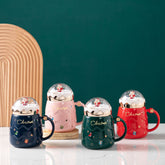 2022 New Creative Cartoon Santa Claus Ceramic Mug Christmas with Lid Large-capacity Gift Water Cup Milk Cup 500ml