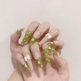 24pcs Small Heart Design Long Wearable Fake Nails Butterfly Bowknot Fairy Girl Summer Cloud Image Hand Decoration Z1345