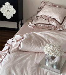 YICKYUE - Sweet purple pink flower rose bedding set,full queen king fairyfair ruffle cotton home textile bed sheet pillow case quilt cover