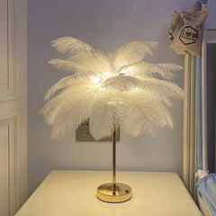 YICKYUE - New Touch USB Table Feather Light Suitable for Study Soft Light Bedroom Decoration LED Feather Table Light