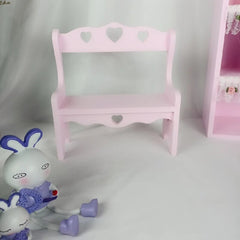 Yickyue Pink Wooden Chair Makeup Small Chair Home Desktop Decoration Storage Rack Heart-shaped Chair Photo Props Home Accessories