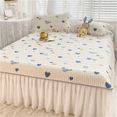 Latex Mat With Elastic Bed Skirt 2022 New Summer Chiffon French Retro Princess Style Air Conditioner Ice Silk Fitted sheet