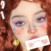 Yickyue 2/4/10 Tattoo Stickers Face Christmas Makeup Disposable Cute Snowflake Elk Blusher Love Sweet Korean Makeup Decorative Stickers