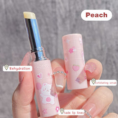 Yickyue Cute Lip Balm Strawberry Peach Lipstick Base Not Greasy Lip Oil Moisturizing Clear Lipgloss Alcohol Free Hydrating Lip Care 1pc