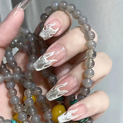 YICKYUE - 10 pcs Luxury Handmade Press on Nails Ballet Cat Eye Fire Design False Nails Adhesive Nail Wearable Nail Tips Art