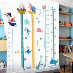 Height Measure Wall Stickers for Baby Rooms Cartoon Animals Wall Decal for Kids Rooms Growth Chart Nursery Room Decor Wall Art