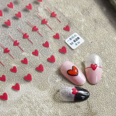 Black Red 3D Love Nail Stickers DIY Line Design Nail Art Decorations Nail Decals Design Adhesive Nail Accessories Manicure Tools
