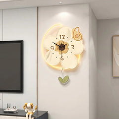 Yickyue Flower Aesthetics Wall Decor Funny Plant Classic Modern Clock Wall Art Cute Movement Minimalistic Quiet Neon Horloge Home Design