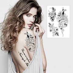 49 Designs Waterproof Temporary Black Sketchs Flowers Tattoo Stickers Flash Fake Body Tattoos for Women