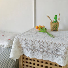 Cutelife Ins Lace White Tablecloth Rectangle Table Cover Picnic Dessert Tablecloth Wedding Art Background Decoration Table Cloth
