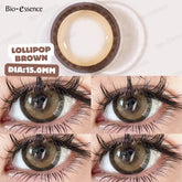 YICKYUE 1Pair Black Contact Lenses with Diopter Yearly 15.00mm Contacts Large Diameter Brown Big Eyes Makeup Soft Pupils