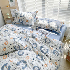 YICKYUE - Retro Small Floral Four-piece Set