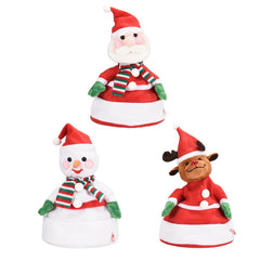 Cute Christmas Hat Glowing Hat Singing Dancing Cap Funny Doll Toy Cartoon Kawaii Plush Hat Toys Gift For Adult Kids Luminous Hat