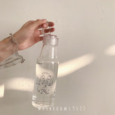 Korean Cold Wind Abstract Girl's High Borosilicate Glass Bottle Simple Portable Water Cup with Cover for Students