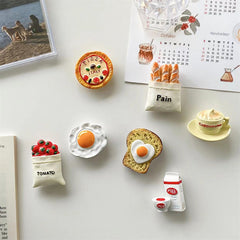 YICKYUE - Creative 3D Food Fridge Magnets Cute Bread Dessert Kitchen Fridge Sticker Home Decor Magnet Whiteboard Sticker Message Holder