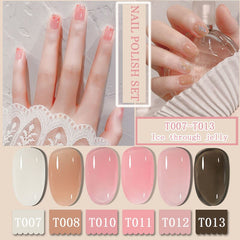New 6 Colors/Set Gel Nail Polish Semi Permanent Transparent UV Gel Varnish Summer Jelly Color Nail Art Gel Lacquer Manicure