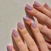 Yickyue 24pcs Fake Nails Medium Length Stiletto Almond Shape Purple Aurora Artificial Nails Wearable False Y2k Nails Press On Nail Tips