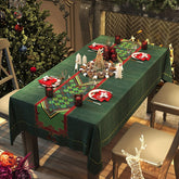 Yickyue Christmas Linen Tablecloth for Table Wedding Decoration Anti-stain Red Santa Elk Pattern Rectangular Tablecloths Table Cover