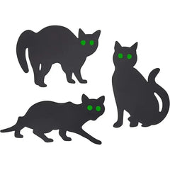 YICKYUE 3 Pcs Simulation Black Cat Decoration Sign Halloween Theme Card Outdoor Garden Yard Decor Props Miniaturas