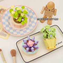 Fairy Garden Miniatures Unwatered Building Blocks Garden Succulent Potted Cute Decoration Desk Ornaments Children's Toy Gift