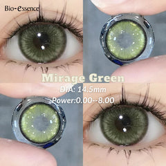 YICKYUE - 1Pair Colored Contact Lense with Prescription Natural Blue Korean Big Eyes Contact Yearly Use Pupils