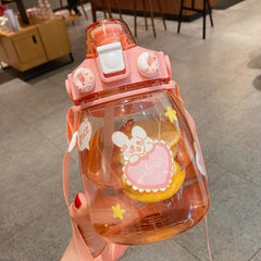 1200ml Plastic Water Bottle Tour Drinking Bottle Large Capacity Straw Plastic Cup for Kids/Girl/Adult Outdoor Sports Bottle