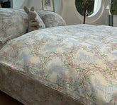 YICKYUE - Cute fresh flower blue bow bedding set 1.2 1.5 1.8 2.0,twin full queen king cotton home textile bed sheet pillowcase quilt cover