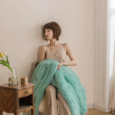 Yickyue New Winter Super Soft Warm Fur Blanket Fluffy Shaggy Blankets Bed Bedspread Beige White Warm Bedding Sheet Cozy Blanket