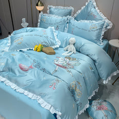 Yickyue - Home Bed 4 Pcs Set with Duvet Cover Pillow Shams Flat Sheet
