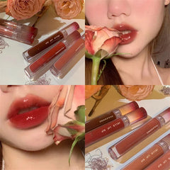 YICKYUE - 6 Color Tea Red Mirror Dyeing Lip Gloss Moisturizer Liquid Lipstick Waterproof Long Lasting Pink Lip Tint Korean Makeup Cosmetic