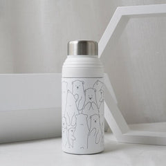 Korean Version of Kawaii Cartoon Thermos Mug Literary Female Students with Straws Cute Creative Portable Stainless Steel Mug