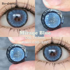 YICKYUE - 1Pair Colored Contact Lense with Prescription Natural Blue Korean Big Eyes Contact Yearly Use Pupils