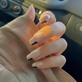 24pcs Press On Nails Coffin Exqusite Jump Colors Girls Long Paragraph Full Cover Fake Nail Tips Artificial Nails Art Patches Ty