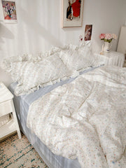 Lilys Fre Floral Little Girl Cotton Bedding Set Tee Four Pieces Suite Snail Tower Pure Cotton Bed Linens for Kids