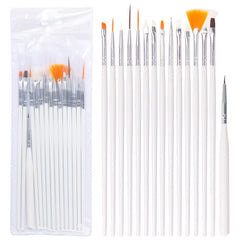 15Pcs Black Pink White Nail Art Brush Liner Dotting Fan Manicure Tool Set Draw Line Pen Painting Drawing Carving UV Gel Pen