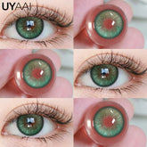 YICKYUE - 1 Pair Green Color Eye Lens Anime Pink Lenses for Holloween Korean Style Colored Lenses Vampire Lenses for Cosplay