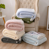 YICKYUE - Solid Color Velvet Double-sided Plush Blanket Winter Office Nap Cover Blankets Cloud Comfortable Car Travel Sleeping Bedspread