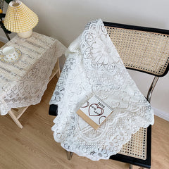 Korean Style Lace Tablecloth Room Coffee Shop Home Decoration Background Cloth Milk White Hanging Cloth Art Dining Mat