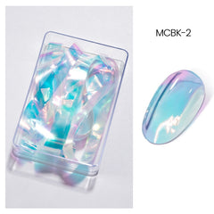 Yickyue 1 Box Colorful 3D Strips Liner Nail Stickers Glitter Nail Art Paper Irregular Manicures Sequins Gel Polish Nail Decor