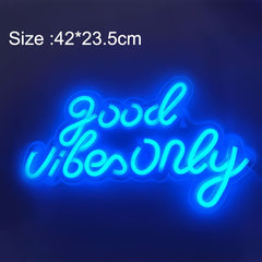 Good Vibes Only Neon Sign Light USB Powered Transparent Flex Backboard Party Home Decor Led Night Light Neon Sign Lamp for Bar