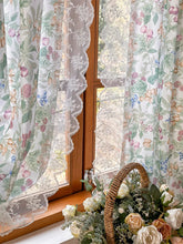 YICKYUE - Retro Princess Room Window Curtain Cloth Fabric with Enbroidery Lace American Pastoral Short Curtain for Kitchen Living Room