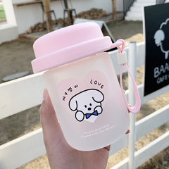 Cartoon Cute Puppy Heat-resistant Glass Girl Heart Child Portable Portable Ring Male and Female Student Couple Water Cup