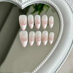 YICKYUE - Handmade Press on Nails Purple Fake Nails with Butterfly Sparkling False Nails Sweet Acrylic Full Cover Almond Nails