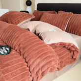 YICKYUE - Winter Thickened Plush Warm Duvet Cover Set Solid Color Luxury High Quality Quilt Cover Sheet Pillowcase 4pcs Queen Bedding Set