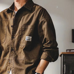 Hearujoy American heavy vintage men shirt Safari Style Long Sleeve Cotton Loose Mens Casual Shirts Spring Autumn High Quality Tops Male