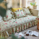 YICKYUE - Cotton Sofa Cushion Autumn Winter Retro Flower Countryside Thick Quilting Sofa Cover Towel Seat Cushions Christmas Home Decor