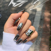 24 Pcs/box Mirror Fake Nail Tips Full Cover Oval Mixed Colors Short Natural ABS Artificial Nail Art Design Tools Ongles